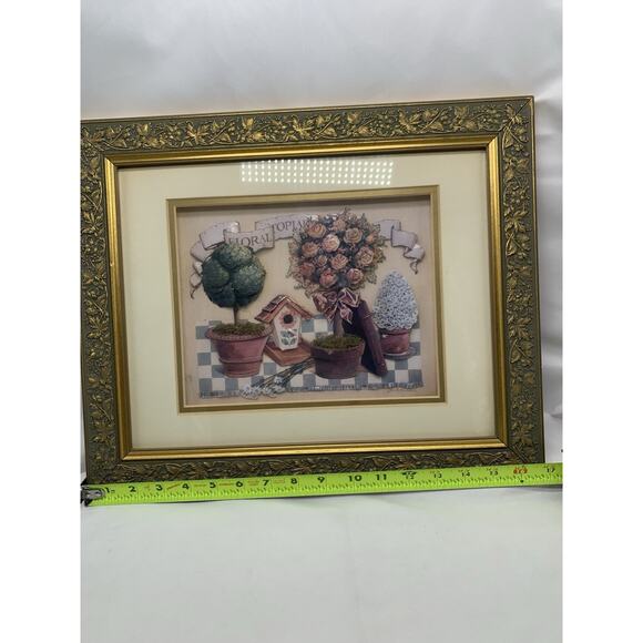 Gloria Eriksen Floral Topiary Art Dimensional Framed 3D Vintage 1997 - Picture 13 of 15